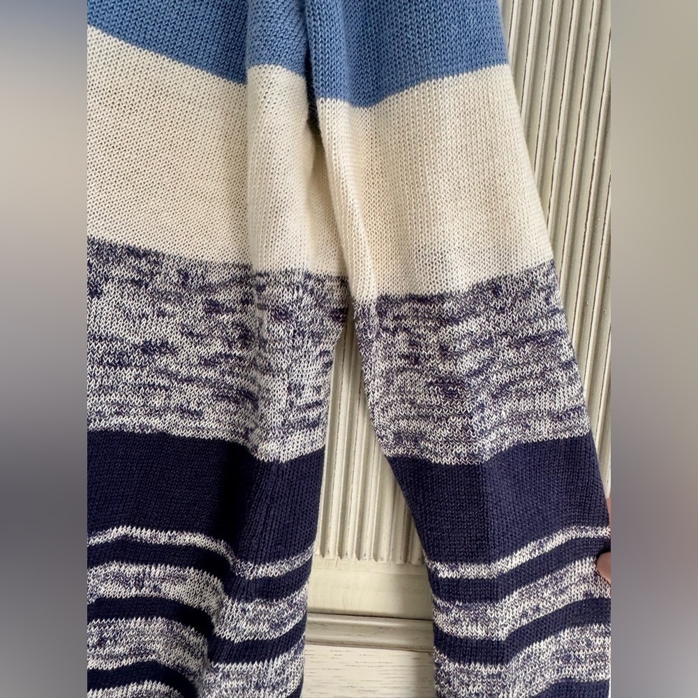 BROOKS BROTHERS Women’s Linen Striped Crewneck Sweater Blue and White XL - Picture 5 of 15